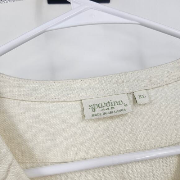 Spartina 449 Maxi Dress White Blue Linen Embroidered Tassels Summer Boho Size XL - Picture 6 of 11